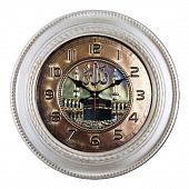 6141-112W Часы настенные круг d=60см, корпус белый с золотом "Кааба"