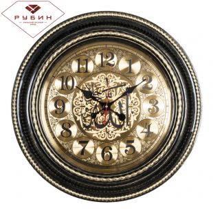 6141-113 Часы настенные круг d=60см, корпус черный с золотом "Молитва"
