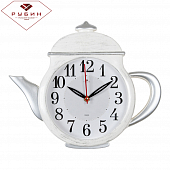 3530-005 Часы настенные чайник 29х34см, корпус белый с серебром "Классика"