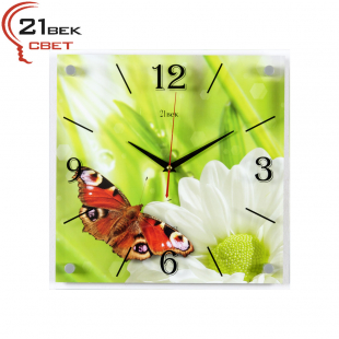 3535-283 Часы настенные "Бабочка на хризантеме"