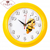2121-143 Часы настенные круг d=21см, корпус желтый "Пчелка"