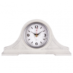 1834-006W Часы настольные 35х18 см, корпус белый с серебром "Классика"