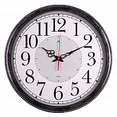 4844-007 Часы настенные круг d=49,5см, корпус черный с серебром "Классика"