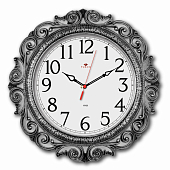 4126-006 Часы настенные круг ажурный d=40,5см, корпус черный с серебром "Классика"