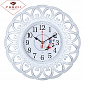3016-006W Часы настенные круглые d=30см, корпус белый с серебром "Адажио"