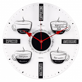 3433-001 (10) Часы настенные прозрачные "Coffee time"