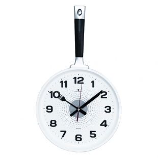 2543-002 Часы настенные сковорода 25х43см, корпус серый с белым, ручка черная 