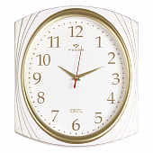 2832-002 Часы настенные прямоугольные 27,5х31,5 см, корпус белый с золотом "Классика"