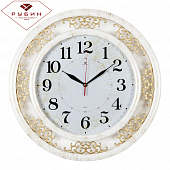 4545-004 Часы настенные круг d=45 см, корпус белый с золотом "Классика"