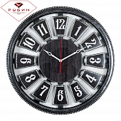 4843-002 Часы настенные круг d=49,5 см, корпус черный с серебром "Классика"