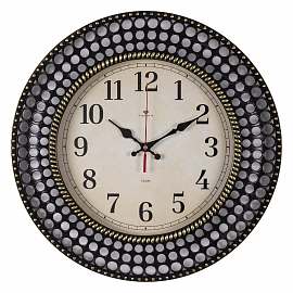 wf 4027-001 (5) Часы настенные круг d=40 см, корпус чёрный с золотом "Классика" "Рубин"
