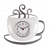 3432-002 Часы настенные чашка с дымком 31,5 х30,5 см, корпус белый с серебром "Классика"