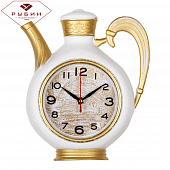 2622-002 Часы настенные чайник 26,5х24см, корпус корпус белый с золотом "Классика"