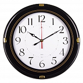 3427-003 Часы настенные круг со вставками d=33,5см, корпус черный "Классика"