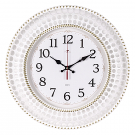 wf 4027-002 (5) Часы настенные круг d=40 см, корпус белый с золотом "Классика" "Рубин"