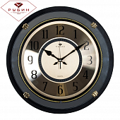 4130-101 Часы настенные круг с зеркалом d=40,5см, корпус черный "Золотая классика"