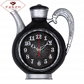 2622-004 Часы настенные чайник 26,5х24см, корпус черный с серебром "Узор"