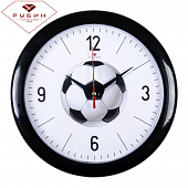2323-122 Часы настенные круг d=23см, корпус черный "Футбольный мяч"