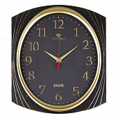2832-001 Часы настенные прямоугольные 27,5х31,5 см, корпус черный с золотом "Классика"