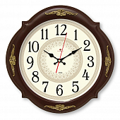 3930-004 Часы настенные 40х40см, корпус коричневый с золотым узором "