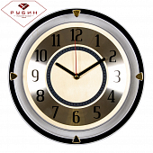 3124-100 Часы настенные круг прозрачный d=30см, рама черная "Золотая класика""Рубин"