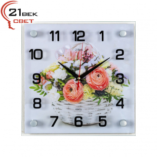 2525-016 Часы настенные "Корзина с цветами"