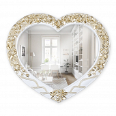 4134-1 Z Зеркало интерьерное настенное в корпусе сердце 41х35см, белый с золотом