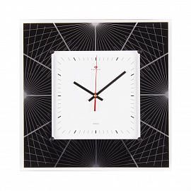 wf 3636-001 Часы настенные квадрат 35х35см, корпус белый "Геометрия 1"