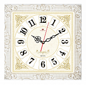 3838-002 Часы настенные квадратные 38х38см, корпус белый с золотом "Классика"